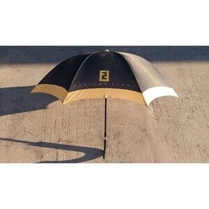 Vintage Fendi Logo Parfum Umbrella Cane Black Gold